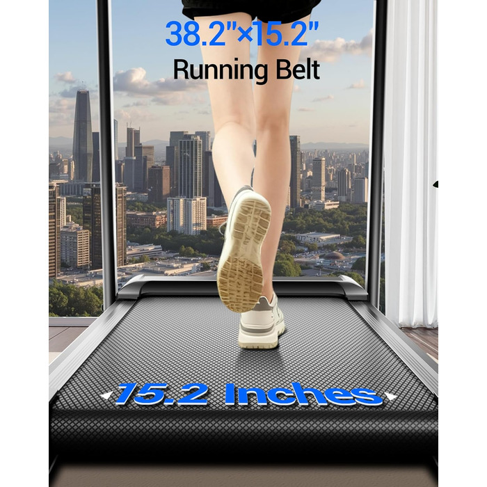 Біговий тренажер UMAY для дому, складаний, 12 км/год, з монітором серцевого ритму, 2.5PS/1800W, 12 програм тренувань, 10% нахил, ефективна амортизація