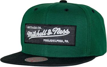Кепка Mitchell & Ness 2 Tone Box Logo Snapback з плоским козирком, темно-зелений/чорний, універсальний розмір