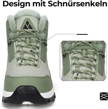 Зимові черевики Mishansha для жінок, утеплені, з антиковзким покриттям, для піших прогулянок, розмір 36-42, 38 EU, зелені