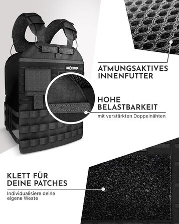 Вага для тренувань Neolymp – Унісекс вага для тіла – Жилет-платформа з кишенею – Не ковзає – Дихаючий та регульований – Обладнання для калістеніки – Вага для дому та тренажерного залу