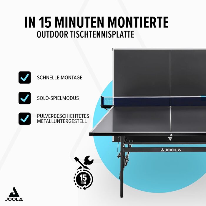 Стол для настільного тенісу JOOLA NOVA Outdoor – розкладний, регульована висота, вологостійкий, з сіткою (100A)