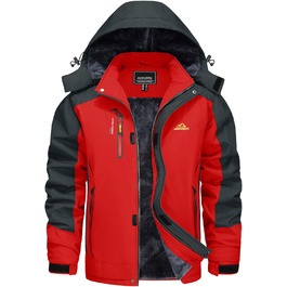 Зимова куртка KEFITEVD для чоловіків: водонепроникна, тепла, з капюшоном, Softshell, флісова, червона, XL