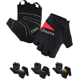 Фінґерлесс велорукавички Halbfinger для чоловіків, червоно-чорні, з гелевою підкладкою та неслизьким покриттям