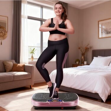 Вібраційна платформа для дому - ротаційна платформа з 120 рівнями та 5 режимами, з еластичними стрічками та пультом дистанційного керування, для спалювання жиру, нарощування м'язів та формування фігури, ідеально підходить для дому, домашнього спортзалу (Р