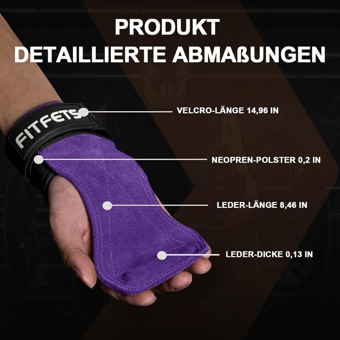 Лідши для важкої атлетики Zughilfen: шкіряні ремені для тренувань, бодібілдингу, пауерліфтингу та фітнесу (фіолетовий)