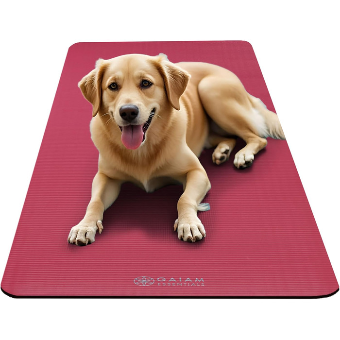 Yogamat Gaiam Essentials товстий (1 см) рожевий 183x61 см з ременем для зручного транспортування - килимок для йоги та фітнесу