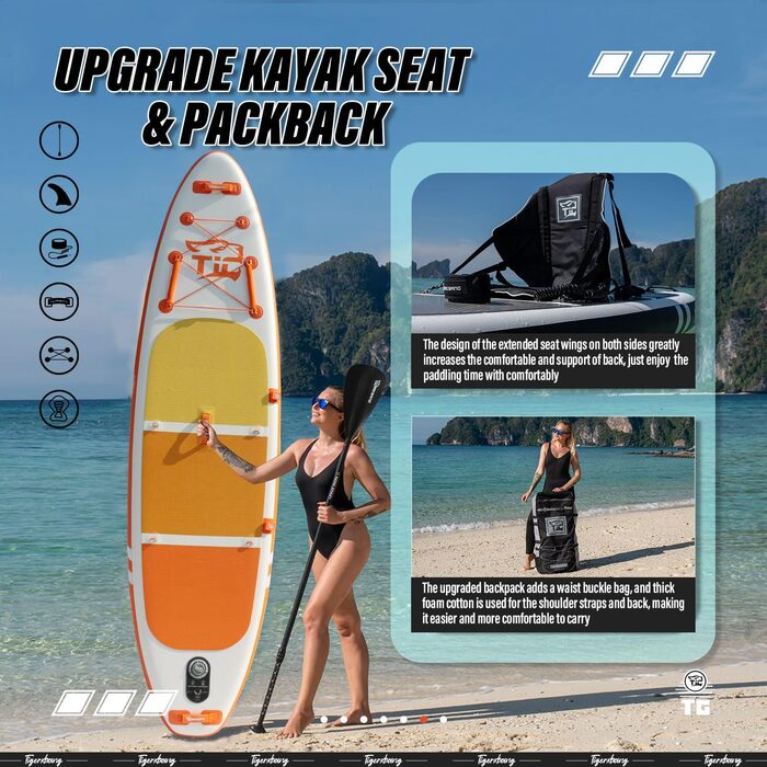 Надувний SUP-борд TIGERXBANG Defender Pro, 320 см, Orange