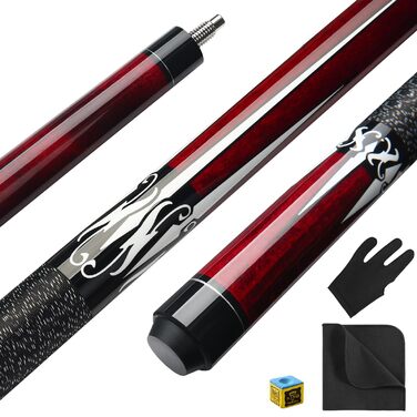 Кю Pool Queue 58 дюймів: Більярдний кий з канадського клена, наконечник 13 мм, для професійних гравців. Білльярдний кий 1/2 Maple, червоний