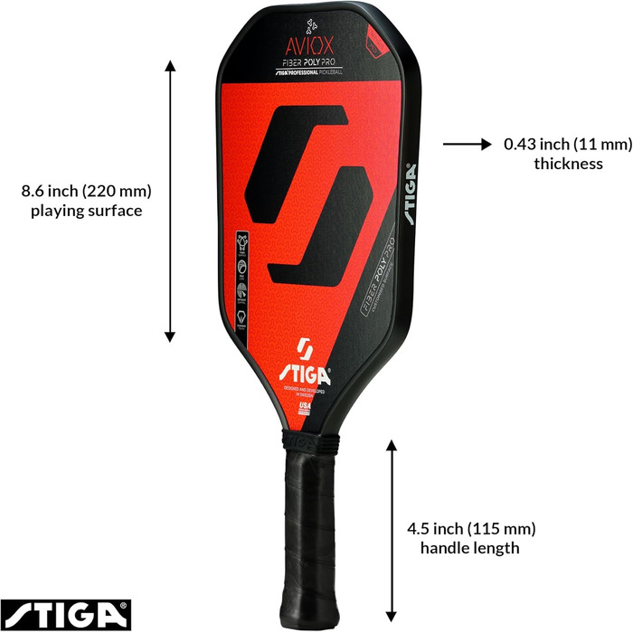 Ракетка для піклболу STIGA Aviox Fiber Poly Pro, червона