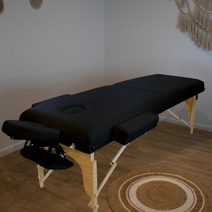 Складаний масажний стіл Vivezen 2 зони 13 см, дерево, з Reiki-плитою, аксесуари та сумка, 2 кольори, сертифікат CE