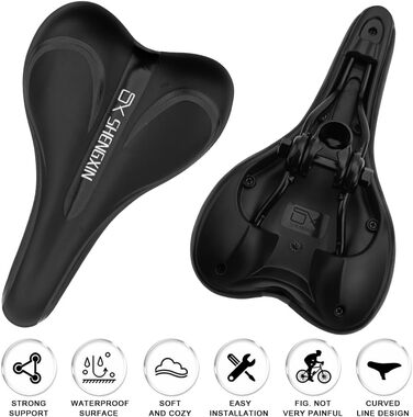 Сідло велосипедне з губчастою підкладкою, водонепроникне сідло для гірського велосипеда, з PU шкіри, вузьке сідло для гірського велосипеда, складного велосипеда, шосе, спін-байка, тренажера