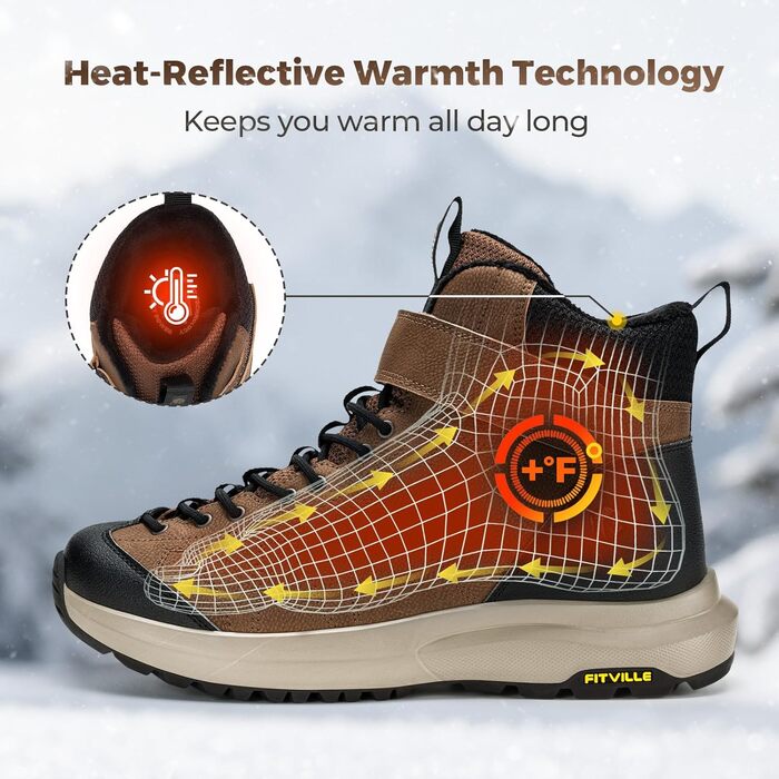 Зимові черевики FitVille для чоловіків, широкі, з клямками, неслизькі, теплі, для активного відпочинку, розмір 40-50 EU, коричневі