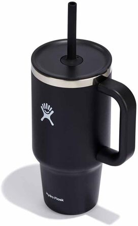 Термочашка HYDRO FLASK 1180 мл з кришкою та соломинкою, вакуумна, нержавіюча сталь, чорна