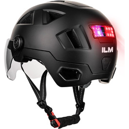 Розумний велосипедний шолом ILM з візором і LED-підсвіткою для жінок і чоловіків, з датчиком гальмування, мигалкою, сенсором світла, індикацією нахилу голови