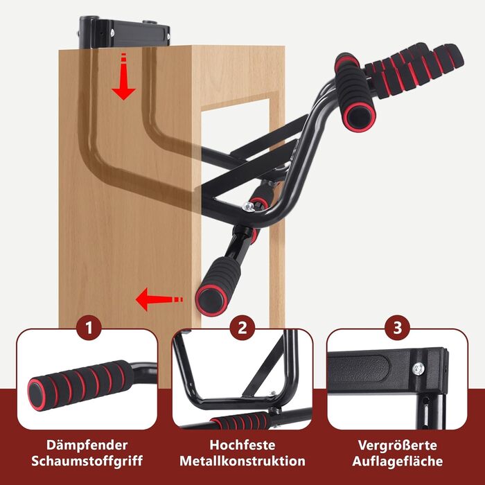 Турнік для дверей Klimmzugstange - турнік для підтягувань на дверний проріз без свердління, з м'якими ручками, 80-90 см