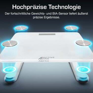 Bluetooth вага Active Era з великим LED дисплеєм, 16 вимірювань, аналізатор складу тіла, індекс маси тіла (BMI), додаток для смартфона, біла