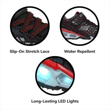 Дитячі кросівки Skechers Hydro Lights-Tuff Force чорно-червоні, 29 EU