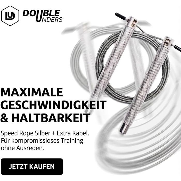 Стрибкове канат Springseil Speed Rope: регульований, для CrossFit, боксу, фітнесу, металеві ручки (срібний)