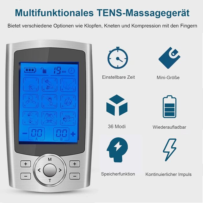 Пристрій TENS EMS від Tosucs: електростимулятор з 10 електродів для зняття болю та масажу спини