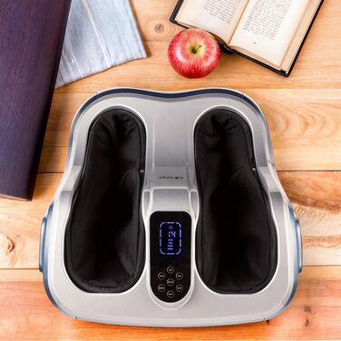 Електричний масажер для ніг GLOBAL RELAX VITALZEN SLIM з шиацу, розминанням і підігрівом, для поліпшення кровообігу та зняття болю, інтуїтивна панель керування, синій (Vitalzen Pro)