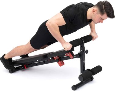 Універсальна регульована тренувальна лава Marbo Sport MH-L111 2.0 з бенкюрлером, чорна-червона, вироблено в ЄС