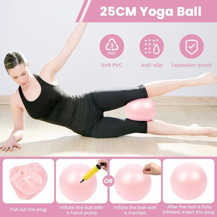 Набір для пілатесу AOOSA: кільце Magic Circle 38 см, 6 шт. (4 шт. рожевий, 2 шт. фіолетовий) для йоги, фітнесу та реабілітації