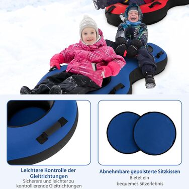 Надувний сніговий круг COSTWAY 200 см для 2 осіб з тросом та насосом, 400 кг, блакитний