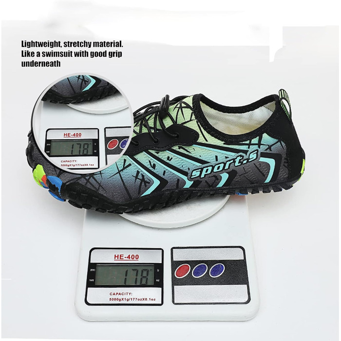 Шкарпетки для плавання Ziitop: чоловічі та жіночі, для пляжу, швидко сохнуть, з дренажними отворами, для каякінгу, фітнесу, трейлраннінгу, хайкінгу, розмір 35-46