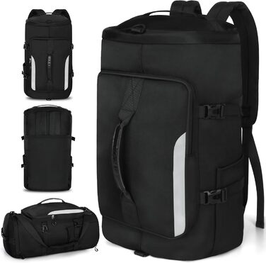 Спортивна сумка JiangLin 45L з відділенням для взуття та мокрих речей, велика дорожня сумка для чоловіків та жінок, рюкзак-валіза для спорту, подорожей, фітнесу, плавання (чорний)