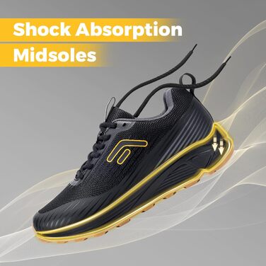 Кросівки для бігу FitVille для чоловіків, широка колодка (EU 50), чорні. Підходять для трейлраннінгу, бігу по дорогах, туризму та фітнесу. Легкі та зручні спортивні кросівки.