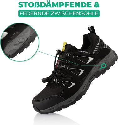 Водонепроникні трекінгові черевики для жінок та чоловіків, Trail Running, розмір 43 EU, чорний/сірий