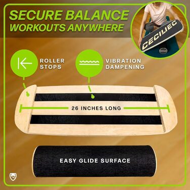 Балансборд для тренувань, балансу та стабільності: дерев'яний балансборд з роликом для спорту та фітнесу