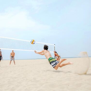 Волейбольна сітка для вулиці: міцна конструкція, регульовані штанги, для саду, газону та пляжу (білий)