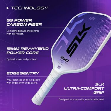 SLK Evo Power Hybrid - пі́дложка для піклболу, гібридна (фіберглас та карбон), лілова