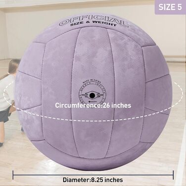 Волейбольний м'яч Dakapal 5, для залу та пляжу, м'який, для початківців, підлітків та дорослих (фіолетовий). Без насоса.