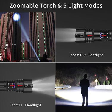 Ліхтар LED Azyvum P70-kit: надпотужний, 1000000 люмен, тактичний, водонепроникний IP67, 5 режимів, для кемпінгу, риболовлі, туризму та надзвичайних ситуацій