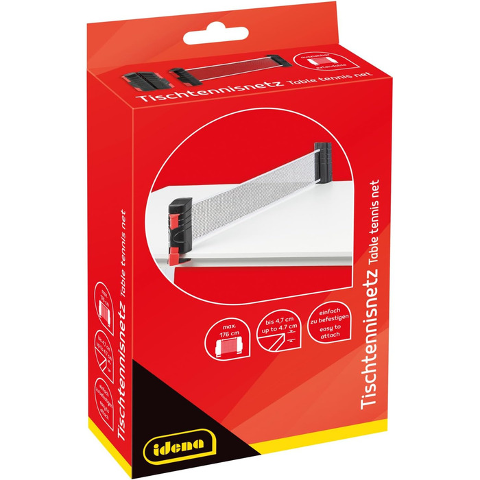 Набір для пінг-понгу Idena 40201 для початківців: ракетка з прямим дерев'яним руків'ям, гладка та з гумою, чорний/червоний