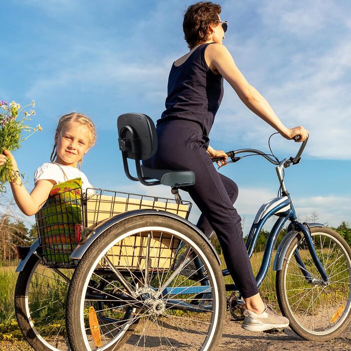 Велосипедне сидіння з підспинником Meghna, комфортне, м'яке, з PU-подушкою, чорне