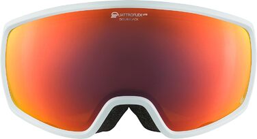 ALPINA DOUBLE JACK PLNT Q-LITE - Дзеркальна лижна маска OTG з посиленим контрастом, 100% UV-захистом для дорослих, універсальний розмір, біла матова