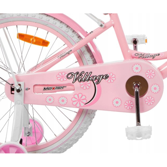 Дитячий велосипед для дівчинки Mexller, 20 дюймів, рожевий, з додатковими страховочними колесами