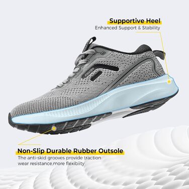 Кросівки для бігу FitVille чоловічі широкі, спортивні, дихаючі, повсякденні, для вулиці, з антиковзкою підошвою (45 EU, сірі)