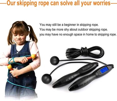 Скакалка TOQIBO з лічильником калорій та антиковзними ручками для тренувань, фітнесу, боксу та схуднення (для дітей та дорослих)