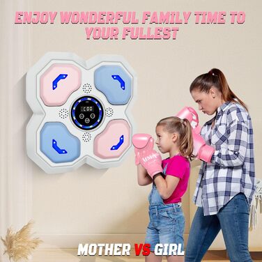 Музичний боксерський тренажер з рукавичками, настінний, Bluetooth, Smart, рожевий/блакитний