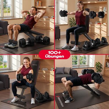 Ironmate Регульовані гантелі для дому, 1.5-18/24/40 кг, з набором дисків, 12-16 ваг, компактні, з неслизьким грифом, для силових тренувань, з підставкою (Ironmate 40 чорні)