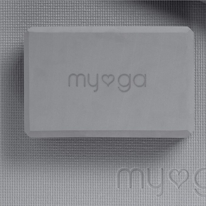 Myga набір для йоги: килимок, блок, ремінь з D-кільцем, сірий – стартовий комплект для початківців, пілатесу, розтяжки, фітнесу