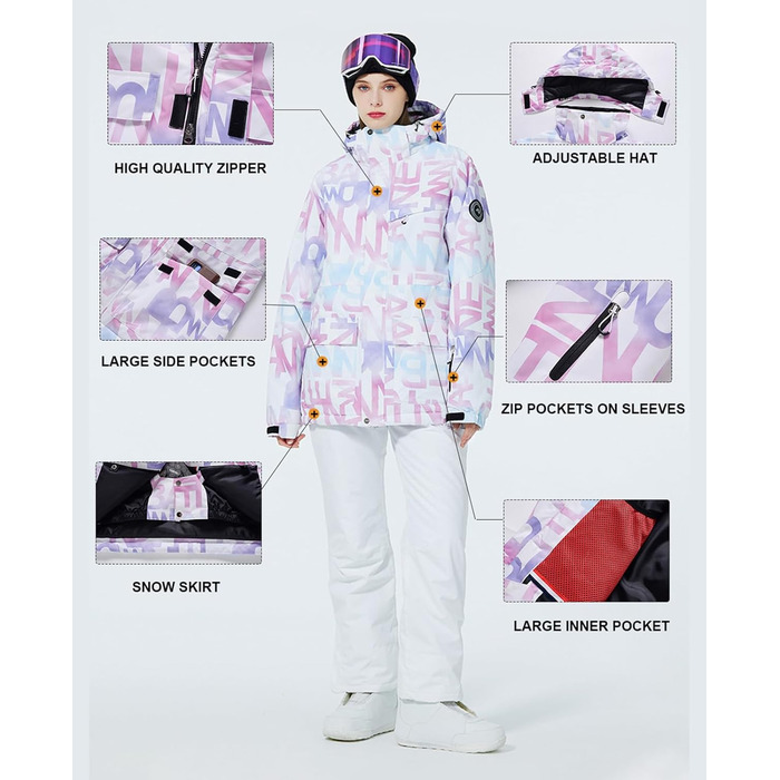 Жіночий гірськолижний костюм HOTIAN 2 частини: куртка та штани. Теплий водонепроникний гірськолижний комплект для сноубордингу та катання на лижах. Розмір XL. Модель 304+BK