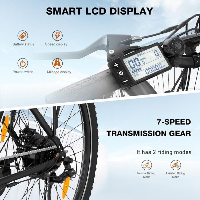 Електровелосипед COLORWAY BK27 28 дюймів, міський eBike з мотором 250W, акумулятор 36V 15Ah, два режими їзди, педальна підтримка, для дорослих, запас ходу 45-100 км, чорний