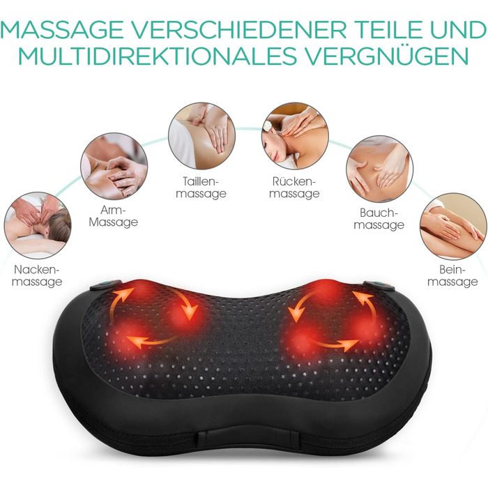VOYOR HEALTH Масажна подушка з підігрівом, шиацу масажер з 3D головками, електричний прилад для зняття м'язового болю шиї, спини та ніг, подарунок для чоловіків і жінок, чорна