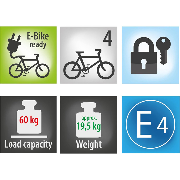 Велотримач EUFAB 11556 для причепної кульки: Amber 4, на 4 велосипеда