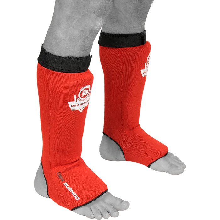 Захист гомілки DBX Bushido Sport Flexibler для тайського боксу, MMA та кікбоксингу, розмір M, червоний